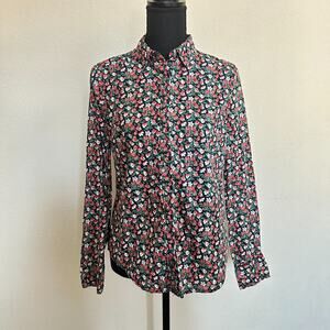 J Crew Liberty Fabric Top 8 Button Up Collared Floral Ditzy Office Slim Fit
